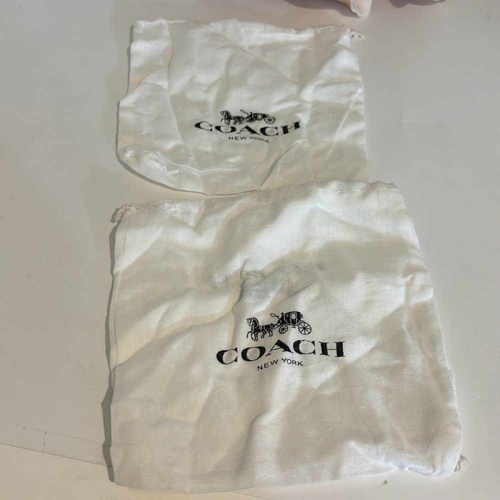 2 COACH Dust Bags Small  Drawstring Wallet Jewelry Pouch Logo Gifting